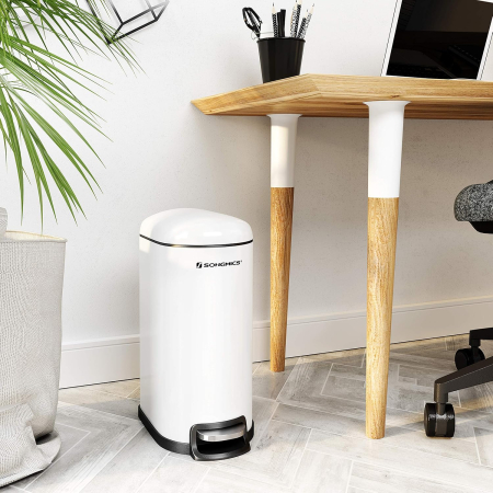 SONGMICS Cos gunoi 10 litri cu pedala si capac soft close, galeata interioara detasabila, 35x19x39 cm, alb [7]