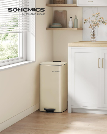 Cos gunoi 34x29x54 cm, 30L, cu pedala, capac silentios si galeata interioara detasabila, bej [4]