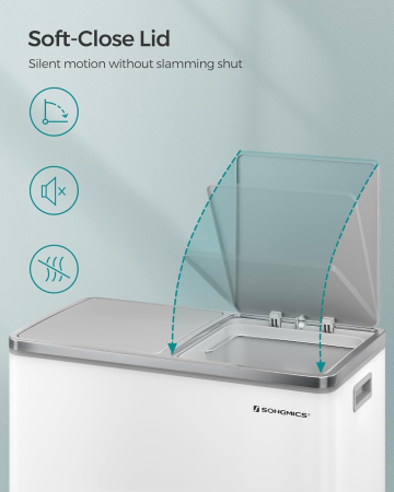 Cos gunoi dublu 59x32x65 cm, 2x30L, cu pedale si galeata detasabila, alb [4]