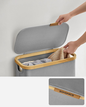 Cos rufe slim pentru spatii inguste, sac detasabil, 65 litri, 42x23x71 cm, gri [5]