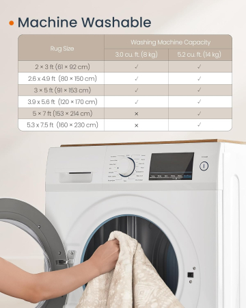 SONGMICS Covor decorativ antiderapant, stil boho, lavabil la masina, 80×150 cm, bej cappuccino [9]