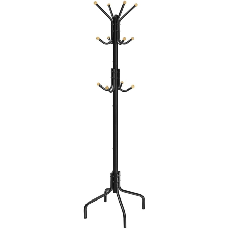 Living & hol - Cuier metalic cu 12 agatatori, suport haine tip pom, 55x55x180 cm, negru