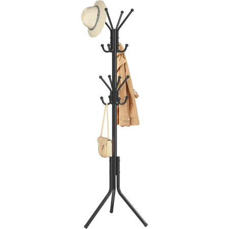 Mobila hol - Cuier metalic tip pom cu 16 carlige, 43x48x175 cm, negru