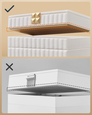 SONGMICS Cutie bijuterii 17x28x21 cm, 4 niveluri, oglinda, captuseala catifea, piele PU alba [5]