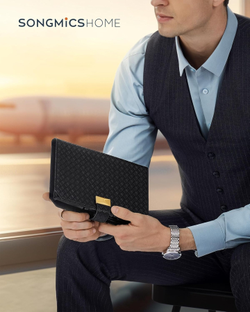 SONGMICS Cutie ceasuri Ronne Collection pentru 3 ceasuri, piele PU, cu compartiment secret, 22x15x5 cm, negru [4]