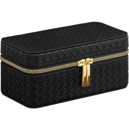 Organizare - SONGMICS Cutie ceasuri Ronne, pentru 3 ceasuri, imitatie piele PU, 20x10x9 cm, negru