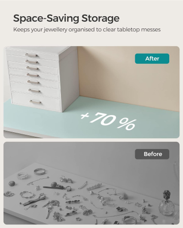 Cutie de bijuterii din MDF cu 6 nivele, 5 sertare, cu oglinda 31x32x22cm, alb [6]