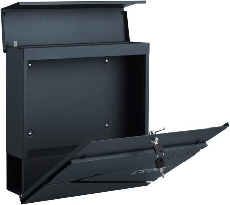 SONGMICS Cutie postala de exterior, pentru gard sau perete, din otel, cu incuietoare, 37x11x37cm, gri antracit [5]