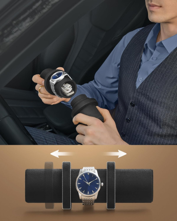 SONGMICS Cutie voiaj ceasuri Ronne, 3 compartimente + spatiu ascuns, 21x10x9 cm, negru [2]