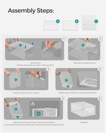 Cutii de pantofi, set de 18 organizatoare stivuibile, structura rezistenta ABS, 34x23x14cm, transparent [6]
