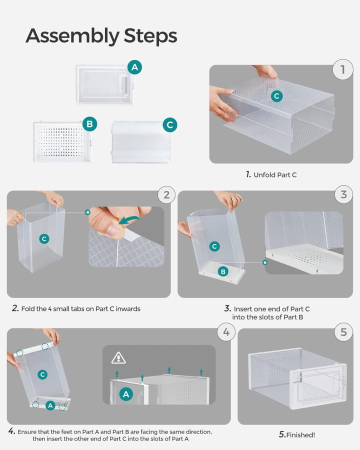 Cutii de pantofi, set de 18 organizatoare stivuibile, structura rezistenta ABS, 35x25x19cm, transparent [6]