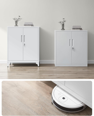 Dulap birou metalic cu 2 usi si sistem de inchidere, multifunctional cu rafturi reglabile, 40x80x90 cm, gri [6]