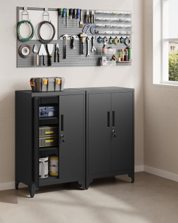 SONGMICS Dulap de birou multifunctional, din otel, 2 usi cu incuietoare, 40x60x90 cm, negru [1]