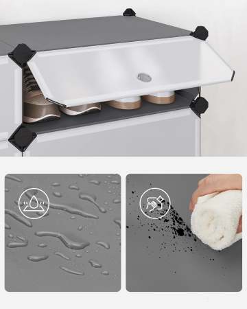 SONGMICS Dulap de depozitare pantofi modular, configurabil cu 10 compartimente, 43x31x173 cm, gri [5]