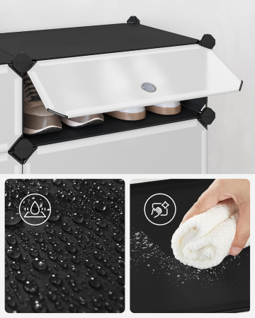 SONGMICS Dulap de depozitare pantofi modular, configurabil cu 10 compartimente, 43x31x173 cm, negru [5]