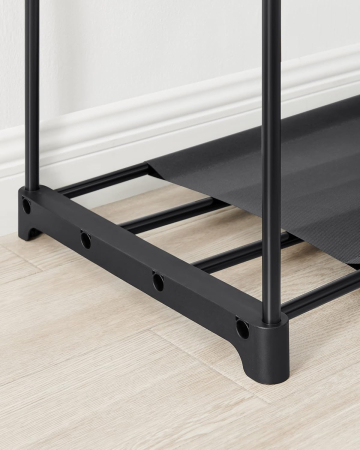 SONGMICS Dulap de haine portabil, cu 3 bare de agatat si rafturi, 138x43x182 cm, negru [5]