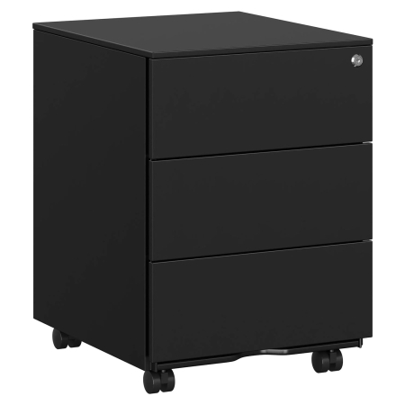 Birouri - Dulap mobil rollbox pentru birouri, 3 sertare pentru documente, corp pre-asamblat, 45x39x54 cm, negru