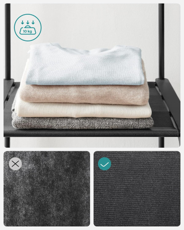 Dulap portabil pentru haine cu 4 bare de suspendare si rafturi, structura metalica, 151x43x166 cm, negru [4]