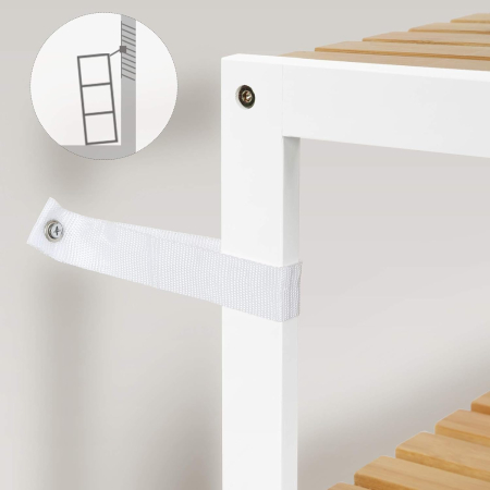 SONGMICS Etajera bambus 60x26x66 cm, cu 3 rafturi, kit anti-rasturnare, alb si natur [6]