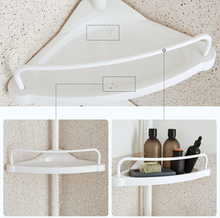 Etajera colt dus, 4 rafturi, inaltime reglabila 85-305 cm, otel si plastic PP, alb [6]