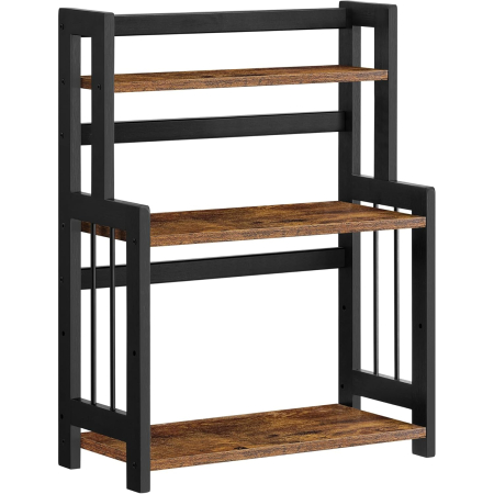 Suporturi si accesorii de bucatarie - Etajera condimente 3 niveluri, raft bucatarie din bambus si PAL, 41x18x53 cm, maro rustic