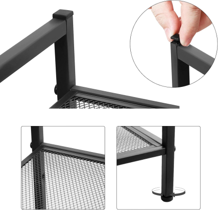 SONGMICS Etajera pantofi 3 niveluri, metalica, suprapozabila, 68x30x53 cm, negru [2]