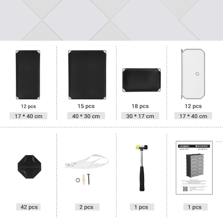 Etajera pantofi 83x31x105 cm, 12 compartimente modulare cu usi rabatabile, negru si alb [6]