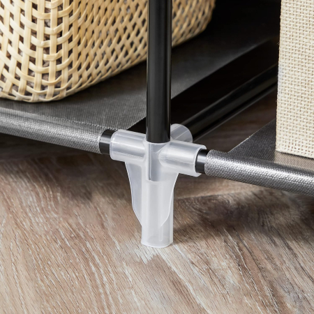 Garderoba din material textil, dulap portabil, cu rafturi si sina de agatat, 150x45x175cm, gri [7]