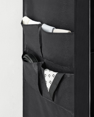 Garderoba din material textil, dulap portabil, cu rafturi si sina de agatat, 170x45x167cm, negru [8]