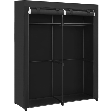 Depozitare si organizare - Garderoba pentru depozitarea hainelor, din material textil, cu 2 bare pentru umerase, 43x140x174cm, negru