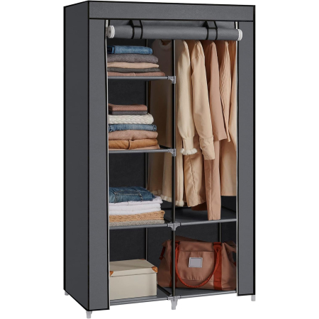 Garderoba pentru depozitarea hainelor, din material textil, design personalizabil, 45x88x168 cm, gri [8]