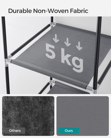 Garderoba pentru depozitarea hainelor, din material textil, design personalizabil, 45x88x168 cm, gri [4]