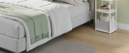 SONGMICS Masuta laterala tip noptiera, cu 3 rafturi si cos textil, cadru metalic, 30x34x58 cm, alb mat [1]