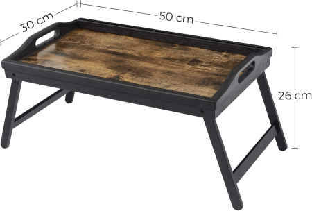 Masuta pliabila pentru laptop si mic dejun in pat, cu blat 50x30 cm, suport integrat pentru telefon sau tableta, margini inaltate si manere p [2]