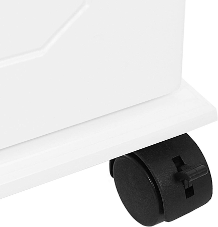 Oglinda de podea cu dulap depozitare bijuterii, iluminare LED si roti, cu cheie, 35x45x156 cm, alb [11]