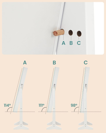 SONGMICS Oglinda de podea cu suport, design fara rama, cu spatiu de depozitare, 41x37x152cm, alb [7]