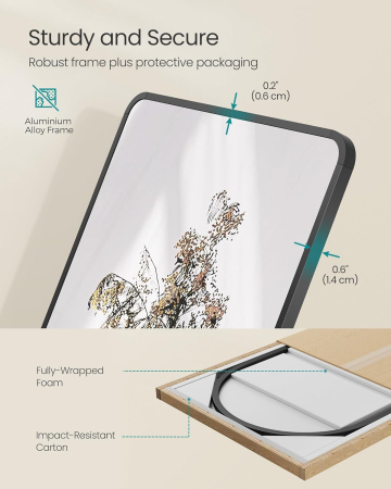 Oglinda de podea tip dressing, rama din aluminiu, sticla securizata, 150x40 cm, negru [2]