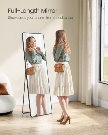 Oglinda de podea tip dressing, rama din aluminiu, sticla securizata, 150x40 cm, negru [5]