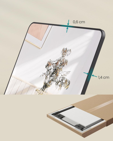 Oglinda mare de perete sau usa, rama aluminiu si sticla securizata, 120x40 cm, negru [4]