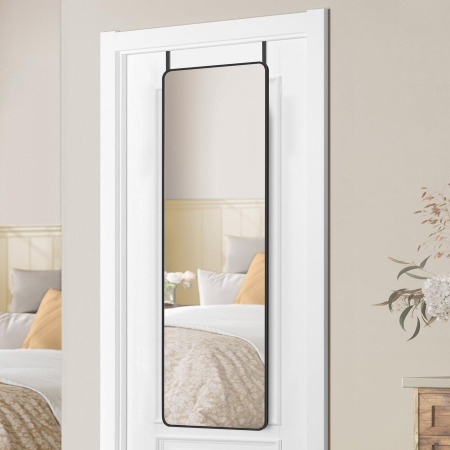 Dormitor & birou - Oglinda mare de perete sau usa, rama aluminiu si sticla securizata, 120x40 cm, negru