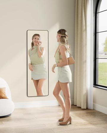 Oglinda mare de perete sau usa, rama aluminiu si sticla securizata, 120x40 cm, negru [5]