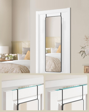 Oglinda mare de perete sau usa, rama aluminiu si sticla securizata, 120x40 cm, negru [1]