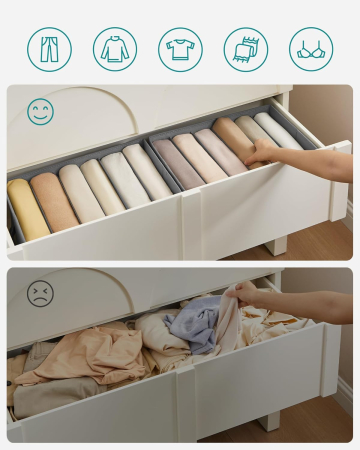 Organizatoare dulap set 4 bucati, 6 compartimente, pliabile, 42x30x17 cm, gri [4]