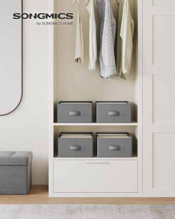 Organizatoare dulap set 4 bucati, 6 compartimente, pliabile, 42x30x17 cm, gri [5]