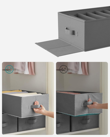 Organizatoare dulap set 4 bucati, 6 compartimente, pliabile, 42x30x17 cm, gri [2]