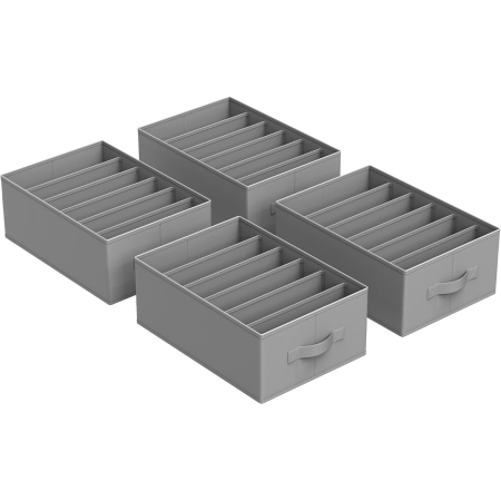 Dormitor & birou - Organizatoare dulap set 4 bucati, 6 compartimente, pliabile, 42x30x17 cm, gri