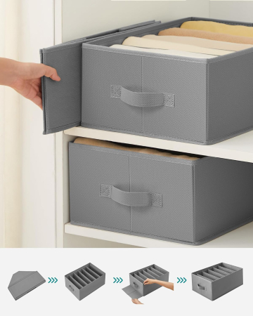 Organizatoare dulap set 4 bucati, 6 compartimente, pliabile, 42x30x17 cm, gri [3]