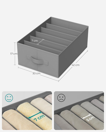 Organizatoare dulap set 4 bucati, 6 compartimente, pliabile, 42x30x17 cm, gri [1]