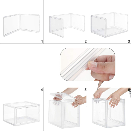 Organizatoare pantofi, transparente cu usa frontala, stivuibile, PVC, 3 cutii x 36x28x22 cm, transparent [1]