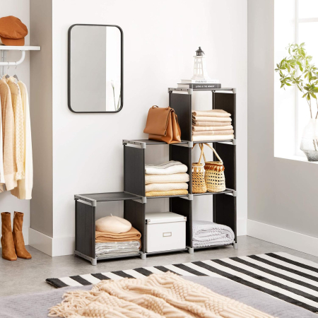 Organizator modular textil, multifunctional, pentru depozitare, negru [6]